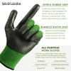 Bamboo Working Gloves Ultra Grip, Nitrile Protective Coating Against Cuts