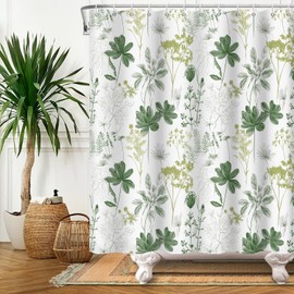 DASHAN Green Plant Shower Curtain Decorative Leaf Shower Curtains for Bathroom Sage Botanical Herbs Bathroom Curtain Aesthtic Rustic Cloth Shower Curtain 72"x72"