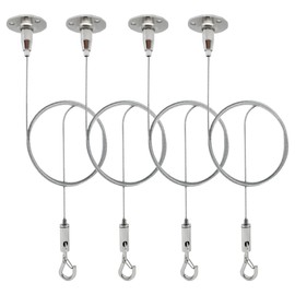 HAMRVL 4 Pcs Adjustable Picture Hanging Wire - Heavy Duty Picture Hangers Wall Hanging Kit,3.28ft Ceiling Sign Hanger with Hook Suspension Cable Wire for Mirror, Picture, Billboard, Lights, Load 10KG