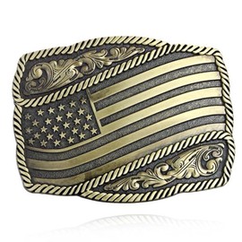 USA flag belt buckle - Color: Antique silver