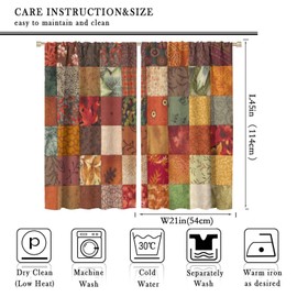 JESTRONRY Boho Patchwork Print Curtains, Vintage Fabric Colorful Stitching Fabric Patch Design Blackout Rod Sleeves Window Drapes for Living Room Bedroom Home Decor 42x45in