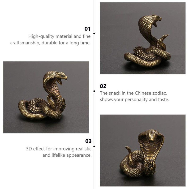Toddmomy Brass Cobra Snake Statue Cobra Snake Sculpture Cobra Figurine