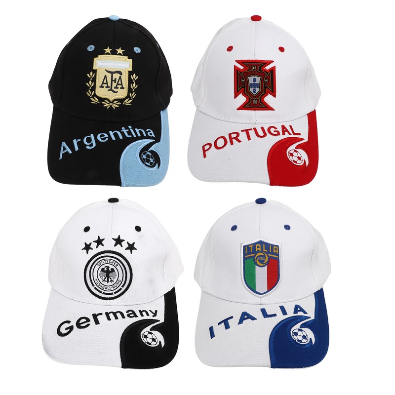 4Pcs World Cup Hat Embroidered Italy Argentina Germany Portugal Hat