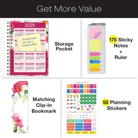HARDCOVER 2024 Planner: (November 2023 Through December 2024) 5.5"x8" Daily Weekly Monthly Planner Yearly Agenda. Bookmark, Pocket Folder and Sticky Note Set (Elegant Floral)