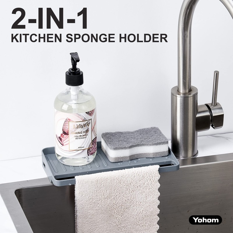 YOHOM Suction Cup Sponge Holder for Kitchen 2-in-1 in Sink