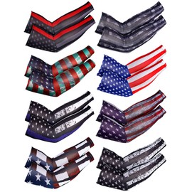 8 Pares Mangas de Brazos de Protección Solar UV de Compresión para Hombres Mujeres (L)