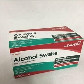 Leader Hisopos de alcohol 70 por ciento isopropílico estéril, 100 Ea, 100 unidades
