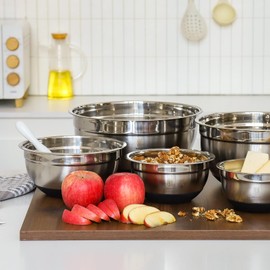 ROYDX Stainless Steel Mixing Bowls With BPA Free Airtight Lids &3 Grater Attachments,Non-Slip Bottoms- 33% Thick Metal Nesting Bowls for Mixing & Serving