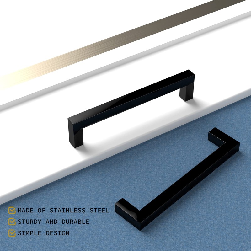 goldenwarm 10 Pack 128mm Black Drawer Handle Kitchen Cupboard Handle