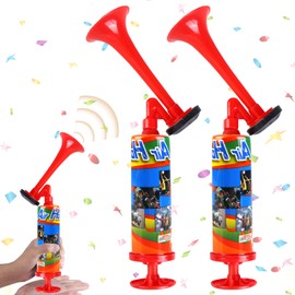 WIYETY Pack of 2 Handheld Air Horn Stadium Horn, Air Powered Horn, Handheld Air Pressure Fanfare Pump, Stadium Fog Horn, Football Air Horn for Parties, Sporting Events, Graduation - Red
