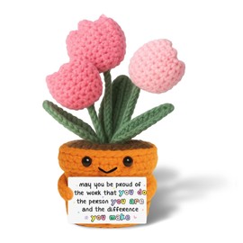 Vexilon Emotional Support Gift, Inspirational Gifts for Women, Positive Crochet Flowers Tulip - May You Be Proud of The Work That You Do, Positive Gifts for Teachers, Colleagues, Friends