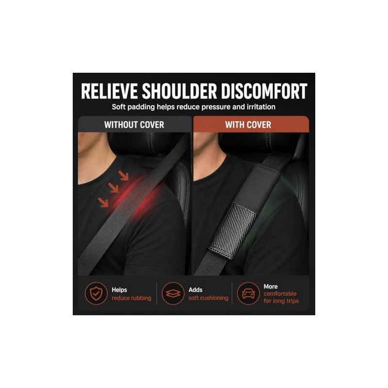 2 Pack Car Seat Belt Cover Pads - Comfortable Faux