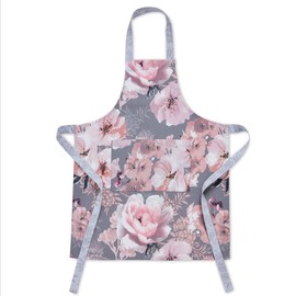 Catherine Lansfield Dramatic Floral Apron Grey KT/46659/W/APR/GY
