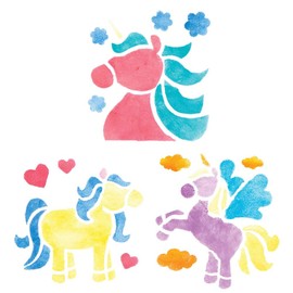 Baker Ross AX359 Washable Unicorn Stencils - Pack of 8 Painting Supplies for Kids Arts and Crafts Projects
