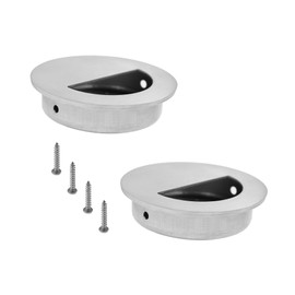 TTZEZE 2 Pack Closet Door Finger Pulls, Hidden Concealed Recessed Sliding Door Pocket Door Pull Handle,Stainless Steel Round Closet Knob Flush Finger Cabinet Pull Handles 60 * 15mm/2.36 * 0.59''
