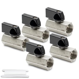 Bwintech 2 Pcs 1/4" BSP Female Nickel Plated Brass Mini Ball Valve Shut-Off Valve