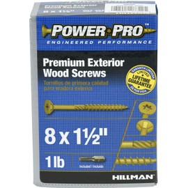 Power Pro 48595 Wood Screws, #8 x 1-1/2", Premium Outdoor Deck Screws, Rust Resistant, Epoxy Coated Bronze, 1lb Box, 203 pcs