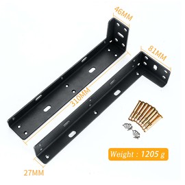 12" Shelf Bracket, Max Load 400 lb Heavy Duty Manganese Steel Right Angle Bracket, Hide Wall Mounted Support L Brackets for Table Bench, Pack of 2