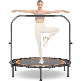 ANCHEER 40/48" Mini Trampoline with Upgraded Bungee Cords, 550LBS Capacity, Adjustable Foam Bar & Resistance Ropes, Indoor/Outdoor Rebounder for Adults