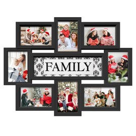 Jerry & Maggie Family Photo Frame 22x17, PVC Picture Frames Collage Wall Decor 9 Opening Wall Hanging For 6x4 Photos 8 Pack, No-Assembly 3D Design Waterproof Memorial Keepsake, Black