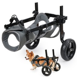 LIU&LIU Adjustable 2 Wheels Pet Wheelchair for Back Legs,Large and Medium Dogs,Hind Limb Rehabilitation,Older,Disabled,Grey,M-L