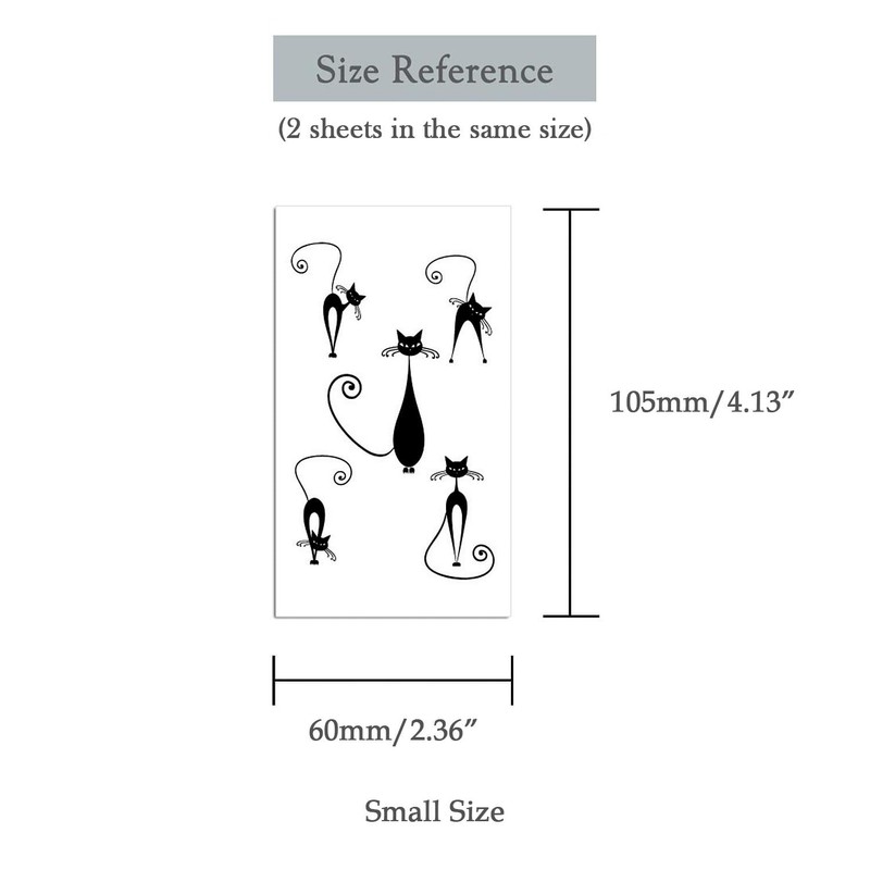 Oottati Small Cute Temporary Tattoo Kitten Cat Neck Hand (Set