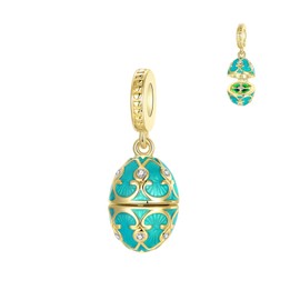 GOINEVA Easter Egg Dangle Charm 925 Sterling Silver Charms Fits Women's Bead Bracelet and Necklace Jewelry Gifts for Women