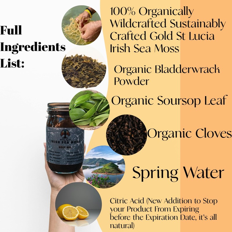 GET WAVY ORGANICS Irish Sea Moss Gel with Bladderwrack, Soursop