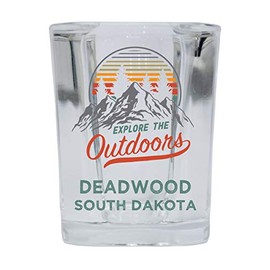 Deadwood South Dakota Explore the Outdoors Souvenir 2 Ounce Square Base Liquor Shot Glass