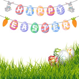 Easter Bunting,Easter Decorations,Rabbit Bunting Easter Egg Bunny Happy Easter Bunting Garland for Home Easter Party Supplies Spring Decorations Photo Props