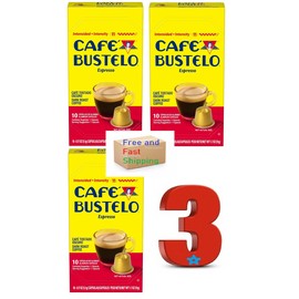 Café Bustelo Espresso Capsules Dark Roast Coffee Nespresso Original 30 Count