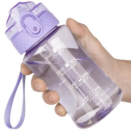 OLDLEY 12oz Kids Water Bottle for School - Motivational With Silicone Straw, Leak-Proof Tritan BPA-Free, Reusable for Girls Boys, Amethyst
