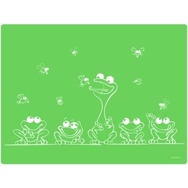 Dinomio Tischunterlage und Platzdeckchen für Kinder aus Silikon mit Frosch - rutschfest, abwischbar, 40 x 30 cm, grün