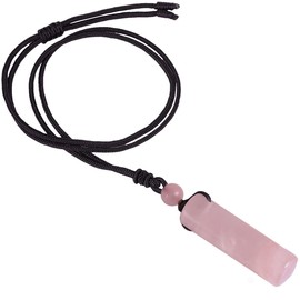 KYEYGWO Cylindrical Crystal Pendant for Men and Women, Handmade Healing Stone Necklace Blessing Jewellery Gemstone Lucky Charm Amulet with Adjustable Nylon Rope, Rose Quartz Nylon rope, Quartz