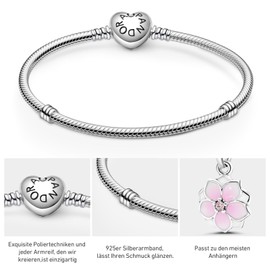 ZHUOMOT Armband Damen silber,Moments Armband Charms Mit Geschenkbox,Schlangen-Charmarmband,Geschenk für Freundin Mama,Bettelarmband Silber 925, #17CM