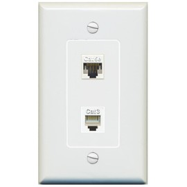 RiteAV 1 Port CAT5E 1 Phone Jack Coupler Female-Female Decorative Wall Plate [Gray]