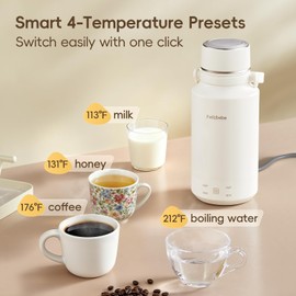 1000mL Portable Electric Kettle, 304 Stainless Steel Water Boiler with 4 Temp Settings, Keep Warm & Boil-Dry Protection, Electric Tea Kettle for Travel, Hotel, Camping (120V Outlets)