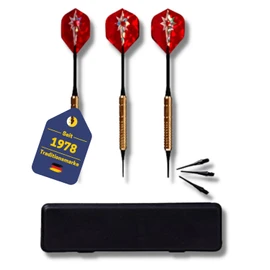 BEST SPORTING Fortune Safety Darts, 3 Darts with Plastic Tip and Brass Sleeve, Soft Dart Set, E-Dart Arrows in 16, 18 or 21 g, Includes Replacement Tips and Dart Case