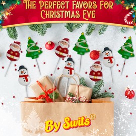 Christmas Lollipops 12pk- Christmas Candy Individually Wrapped For Christmas Party Favors & Christmas Decorations - Christmas Suckers & Christmas Treats - Christmas Stocking Stuffers, Christmas Snacks