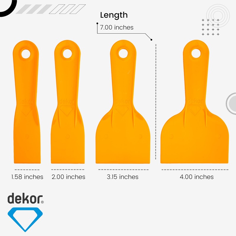 DEKOR Plastic Putty Knife Set - 4 pieces - Paint