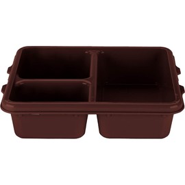 Tray-On-Tray Meal Delivery, 3-Compartments, 8-11/16''L X 6-5/16''W X 1-7/8''D, Co-Polymer, Brown (24 Pieces/Unit)