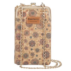 Gosyfeti Rustic Floral Women Crossbody Phone Bag, Cute Vintage Cell Phone Evening Wallet with Adjustable Chain Strap Card Slots