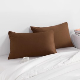 Toddler Travel Pillow Cases Set of 2, 600 Thread Count 100% Egyptian Cotton Pillow Covers for Boys and Girlswith Zipper Closure, 12" x 16" (Chocolate, Zipper Closure -12" x 16")