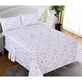 RUVANTI 100% Cotton Sheets - Crispy Cooling Percale Sheets for California King Size Bed, Breathable & Durable Cal King Sheet Set, 16 Inches Deep Pocket Bed Sheets, Fern Class, 4 Pieces