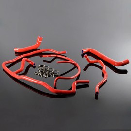 PIT66 Silicone Radiator Hose Kit,Compatible with 1906-1908 Chevy Corvette Z06 7.0L V8 Red with Clamps