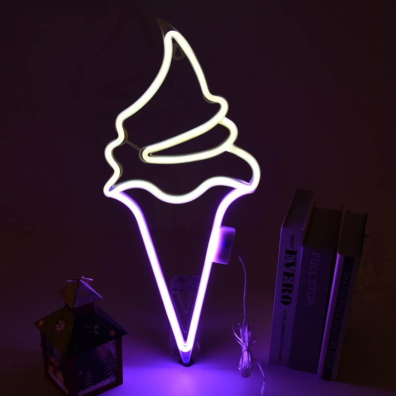 LED Neon Light Ice Cream Waterproof Battery USB Powered Hangable