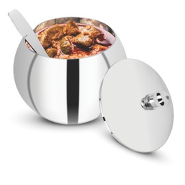 Garden Of Ats Stainless Steel Ghee Pot, Oil Pot, Ghee Storage Container, Ghee Serving Container with lid and spoon 300 Ml 12 cm