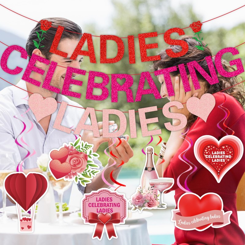Ladies Celebrating Ladies Banner Galentines Day Decorations Happy Galentines Day