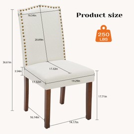 Sweetcrispy Dining Chairs Set of 4, Upholstered Fabric Kitchen Room Chairs Mid Century Modern High-End Dining Room Side Chairs with Nailhead Trim and Wood Legs for Bedroom, Living Room, Beige