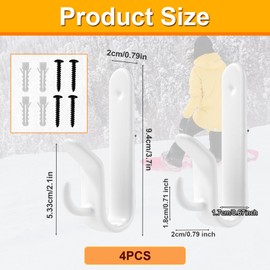 Gosknor Snowboard Wall Mount Clips, Double Hook Horizontal Skateboard Wall Rack Clips Ski Wall Holder Hanger Longboard Display Stand Skate Board Storage Practical Accessories